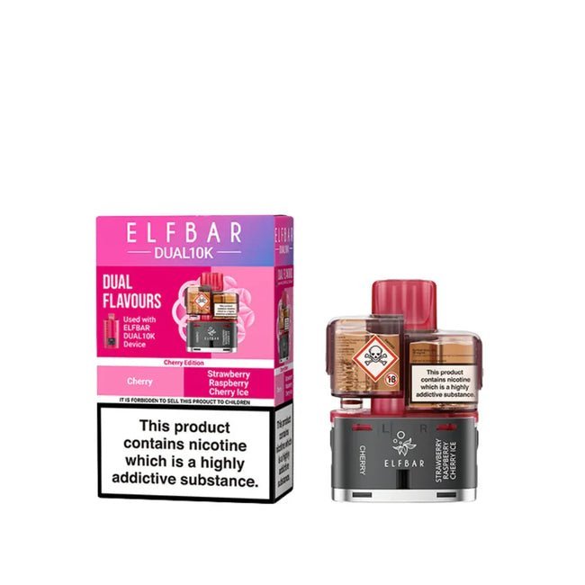 Elf Bar Dual 10K Replacement Pods Box of 5 - Cherry Edition - vapeukwholesale
