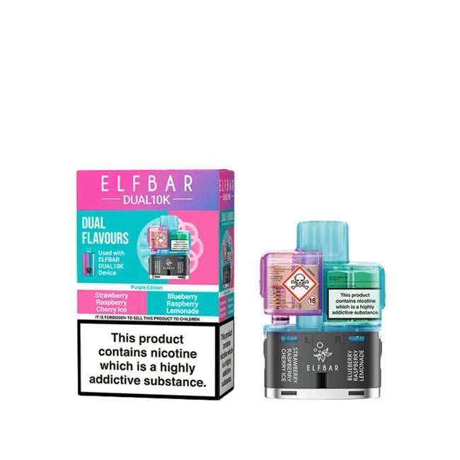 Elf Bar Dual 10K Replacement Pods Box of 5 - Purple Edition - vapeukwholesale