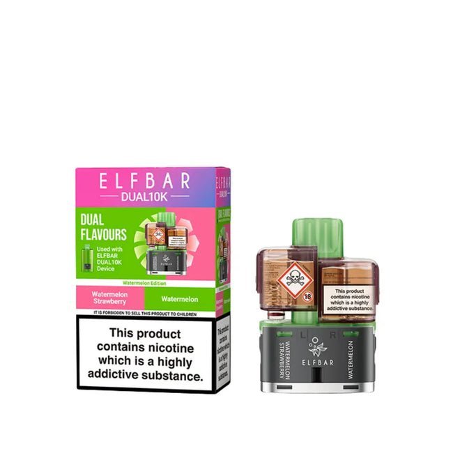 Elf Bar Dual 10K Replacement Pods Box of 5 - Watermelon Edition - vapeukwholesale