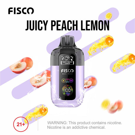 Fisco Point Pro 7000 Disposable Vape Box of 5 - Juicy Peach Lemon - vapeukwholesale