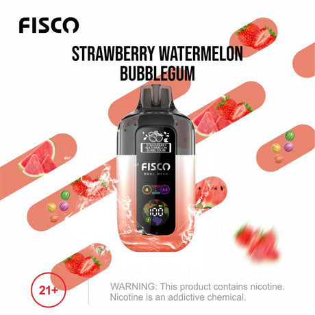 Fisco Point Pro 7000 Disposable Vape Box of 5 - Strawberry Watermelon Bubble Gum - vapeukwholesale