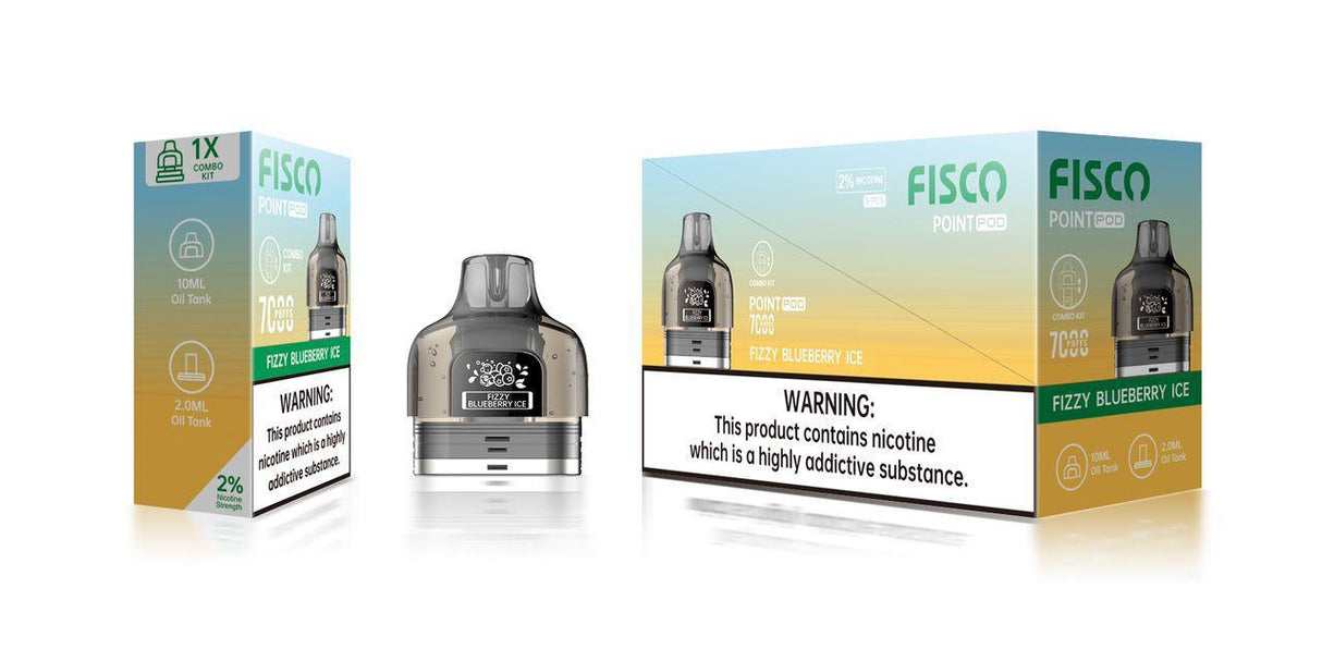 Fisco Point Pro 7000 Replacement Pods Pack of 5 - Fizzy Blueberry Ice - vapeukwholesale