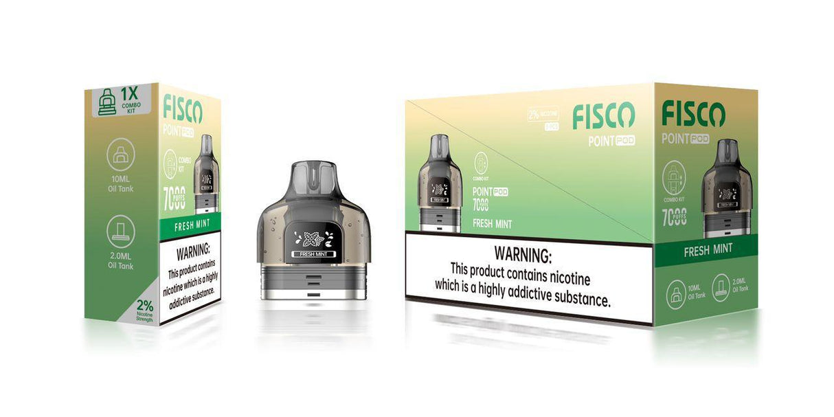 Fisco Point Pro 7000 Replacement Pods Pack of 5 - Fresh Mint - vapeukwholesale