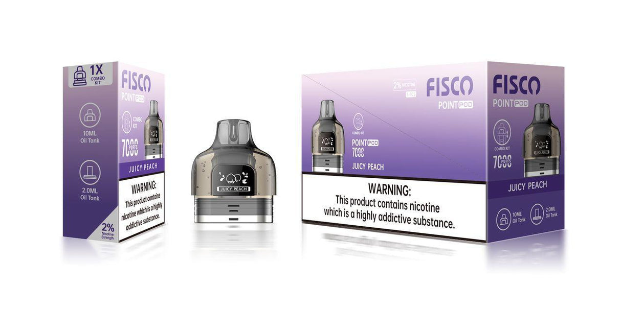 Fisco Point Pro 7000 Replacement Pods Pack of 5 - Juicy Peach - vapeukwholesale
