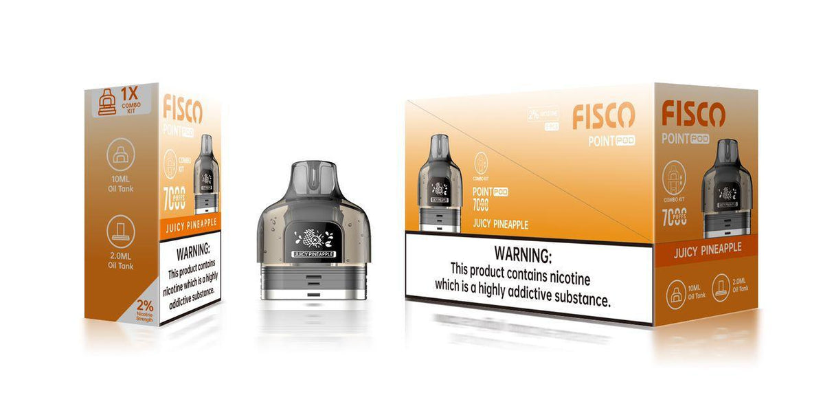 Fisco Point Pro 7000 Replacement Pods Pack of 5 - Juicy Pineapple - vapeukwholesale