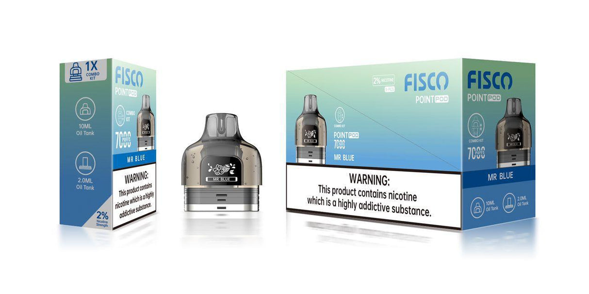 Fisco Point Pro 7000 Replacement Pods Pack of 5 - Mr Blue - vapeukwholesale