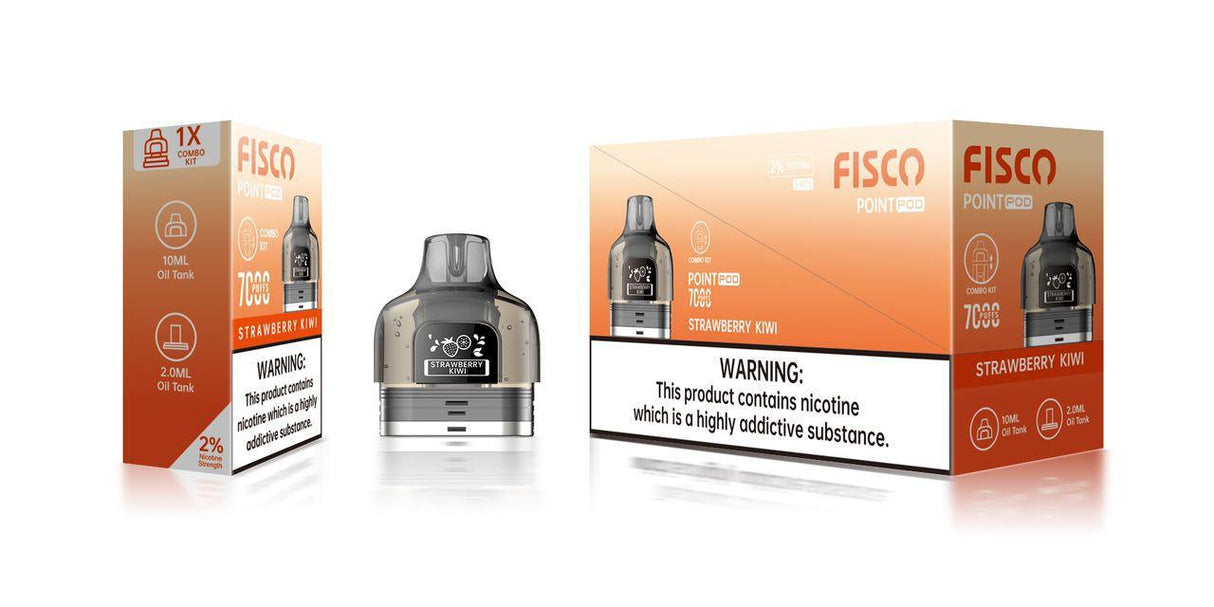 Fisco Point Pro 7000 Replacement Pods Pack of 5 - Strawberry Kiwi - vapeukwholesale