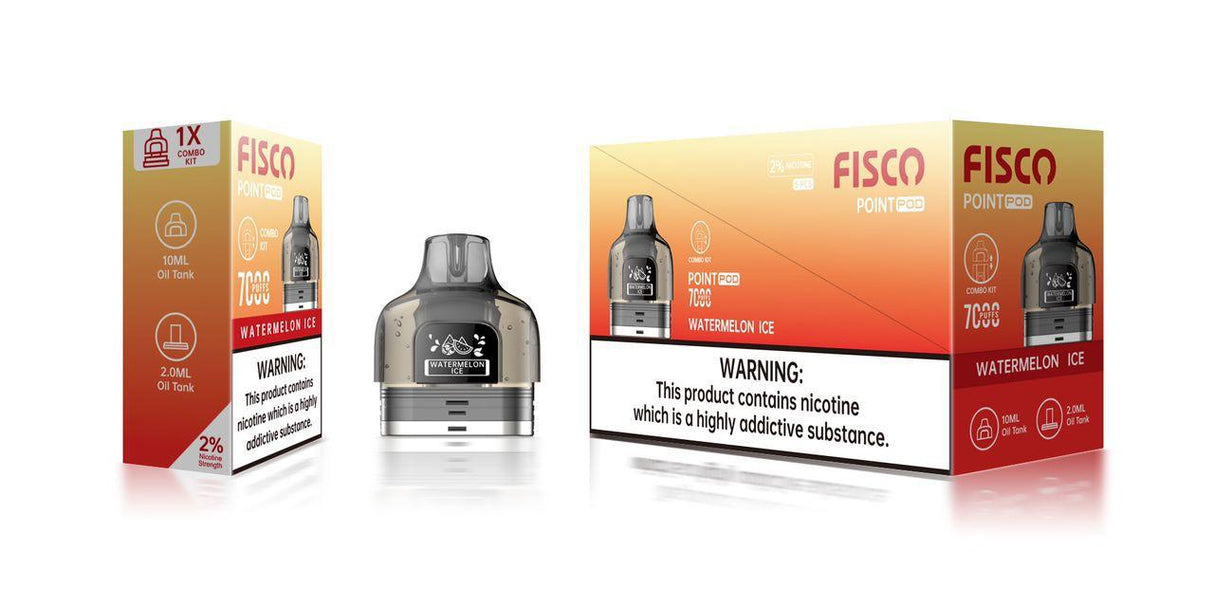 Fisco Point Pro 7000 Replacement Pods Pack of 5 - Watermelon Ice - vapeukwholesale