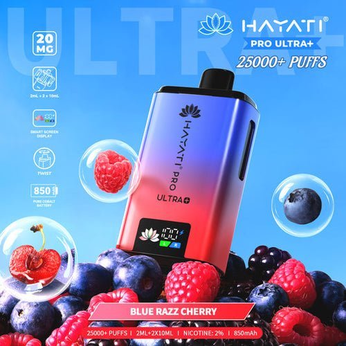 Hayati Pro Ultra Plus 25000 Disposable Vape - Pack of 5 - Blue Razz Cherry - vapeukwholesale