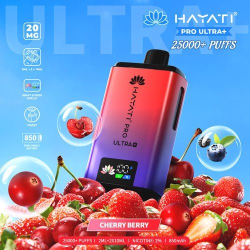 Hayati Pro Ultra Plus 25000 Disposable Vape - Pack of 5 - Cherry Berry - vapeukwholesale