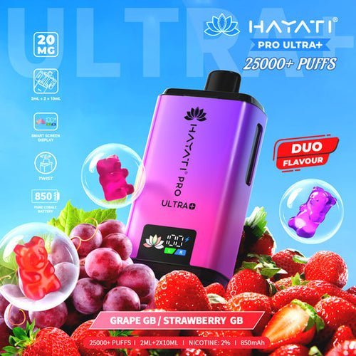 Hayati Pro Ultra Plus 25000 Disposable Vape - Pack of 5 - Grape Gummy Bear / Strawberry Gummy Bear - vapeukwholesale