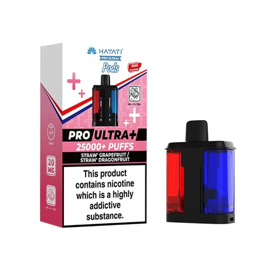 Hayati Pro Ultra Plus 25k Prefilled Pods Pack of 5 - Straw Grapefruit / Straw Dragonfruit - vapeukwholesale