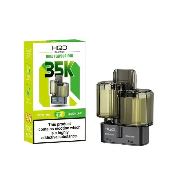 HQD Glow Air 35K Prefilled Pods - Fresh Mint/Lemon Lime - vapeukwholesale