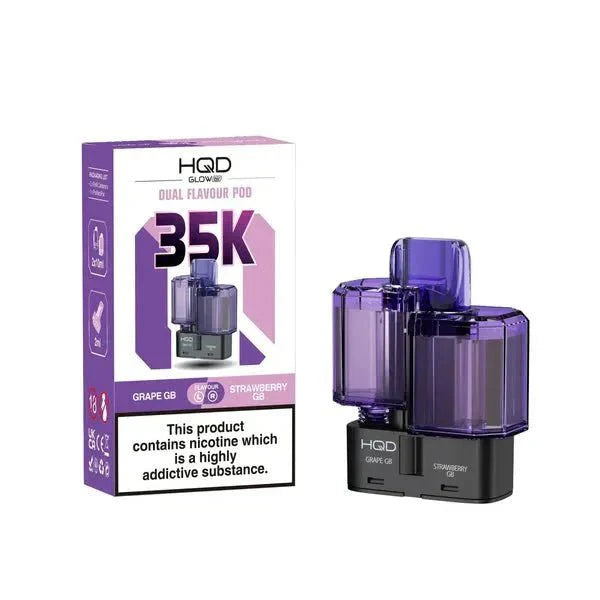 HQD Glow Air 35K Prefilled Pods - Grape GB/Strawberry GB - vapeukwholesale