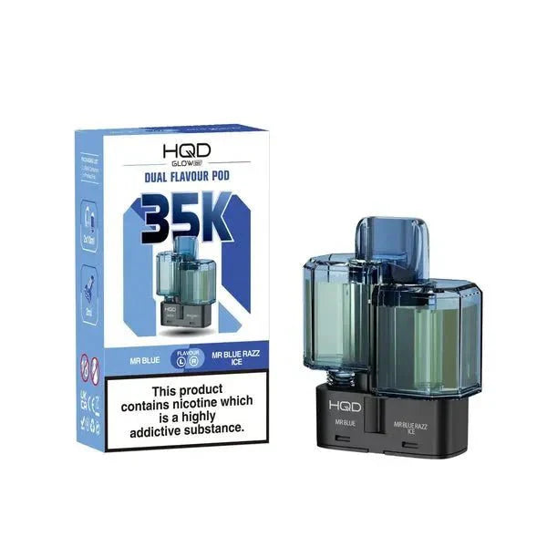 HQD Glow Air 35K Prefilled Pods - Mr Blue/Mr Blue Razz Ice - vapeukwholesale