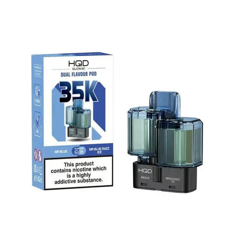 HQD Glow Air 35K Prefilled Pods - Mr Blue/Mr Blue Razz Ice - vapeukwholesale