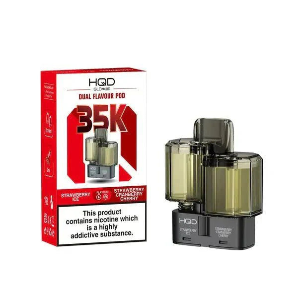 HQD Glow Air 35K Prefilled Pods - Strawberry Ice/Strawberry Cherry Cranberry - vapeukwholesale