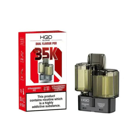 HQD Glow Air 35K Prefilled Pods - Strawberry Ice/Strawberry Cherry Cranberry - vapeukwholesale