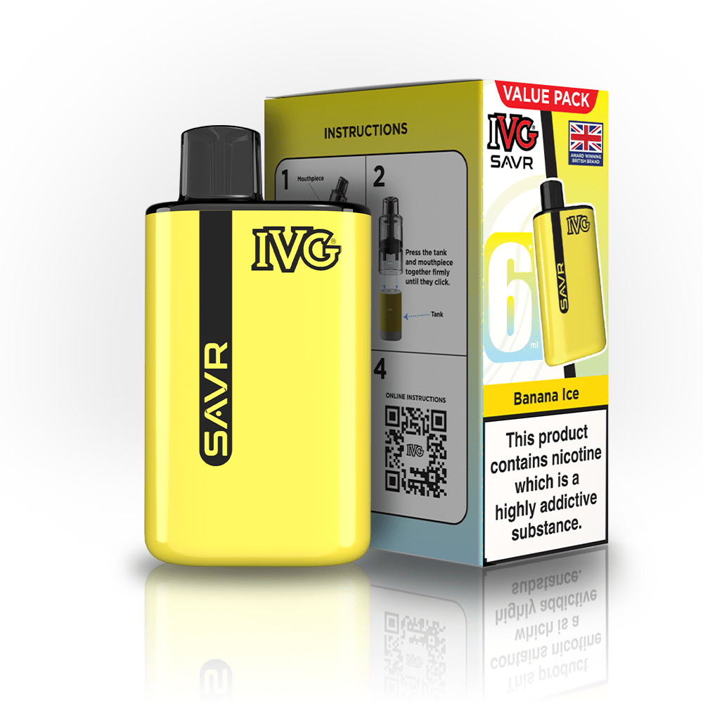 IVG SAVR 3000 Disposable Vape Box of 5 - Banana Ice - vapeukwholesale