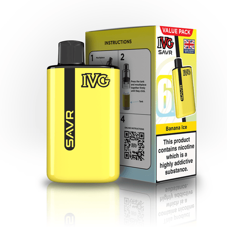 IVG SAVR 3000 Disposable Vape Box of 5 - Banana Ice - vapeukwholesale