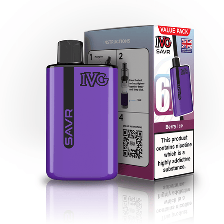 IVG SAVR 3000 Disposable Vape Box of 5 - Berry Ice - vapeukwholesale