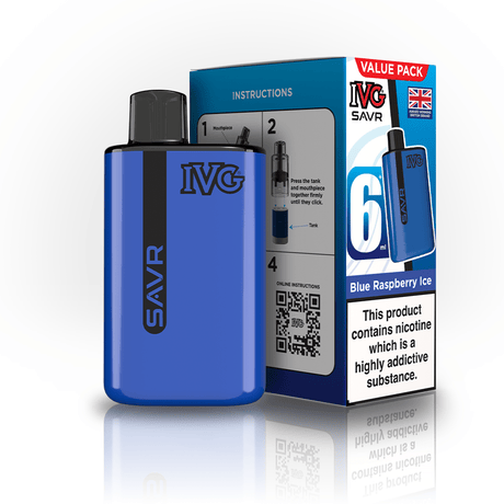 IVG SAVR 3000 Disposable Vape Box of 5 - Blue Raspberry Ice - vapeukwholesale