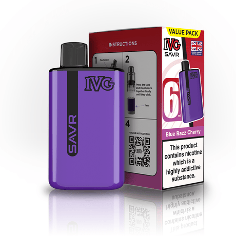 IVG SAVR 3000 Disposable Vape Box of 5 - Blue Razz Cherry - vapeukwholesale