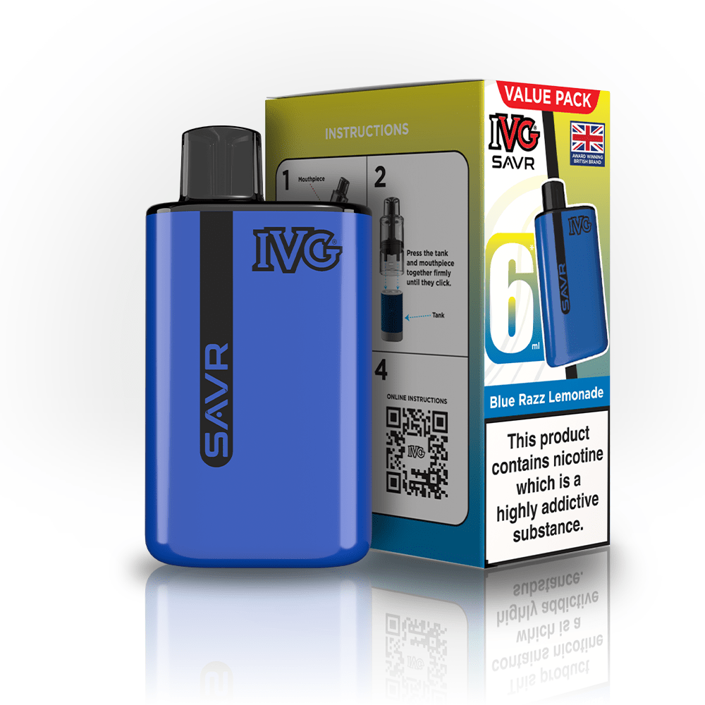 IVG SAVR 3000 Disposable Vape Box of 5 - Blue Razz Lemonade - vapeukwholesale