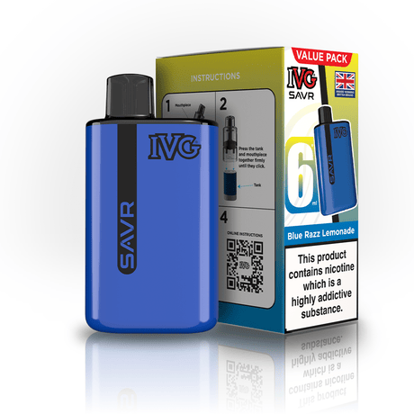 IVG SAVR 3000 Disposable Vape Box of 5 - Blue Razz Lemonade - vapeukwholesale