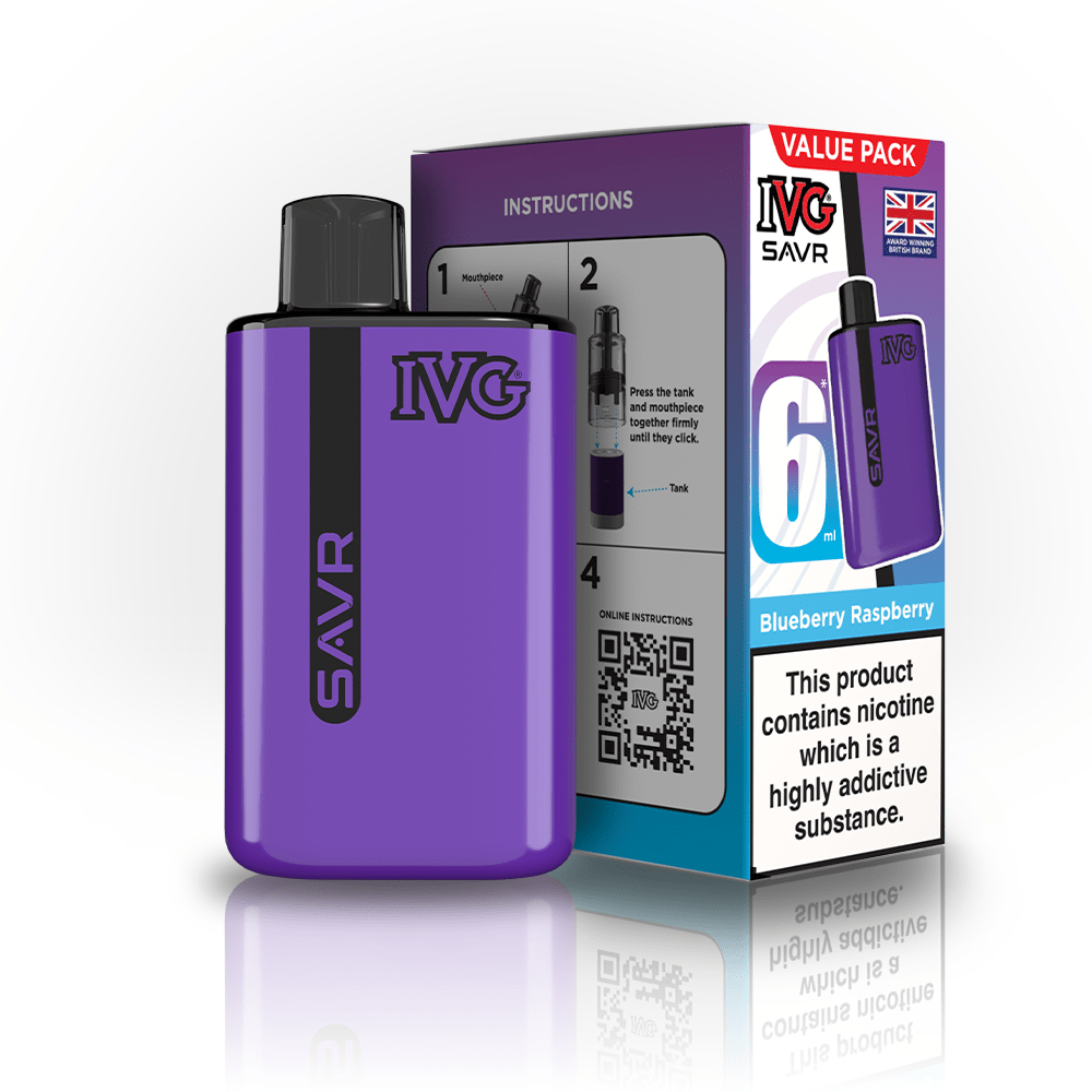 IVG SAVR 3000 Disposable Vape Box of 5 - Blueberry Raspberry - vapeukwholesale