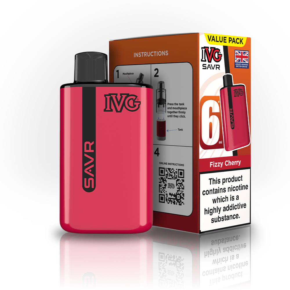 IVG SAVR 3000 Disposable Vape Box of 5 - Fizzy Cherry - vapeukwholesale