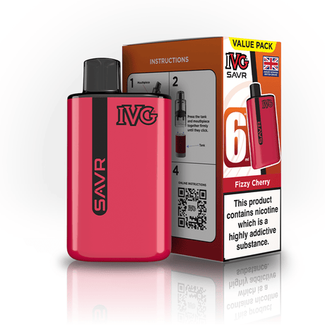 IVG SAVR 3000 Disposable Vape Box of 5 - Fizzy Cherry - vapeukwholesale