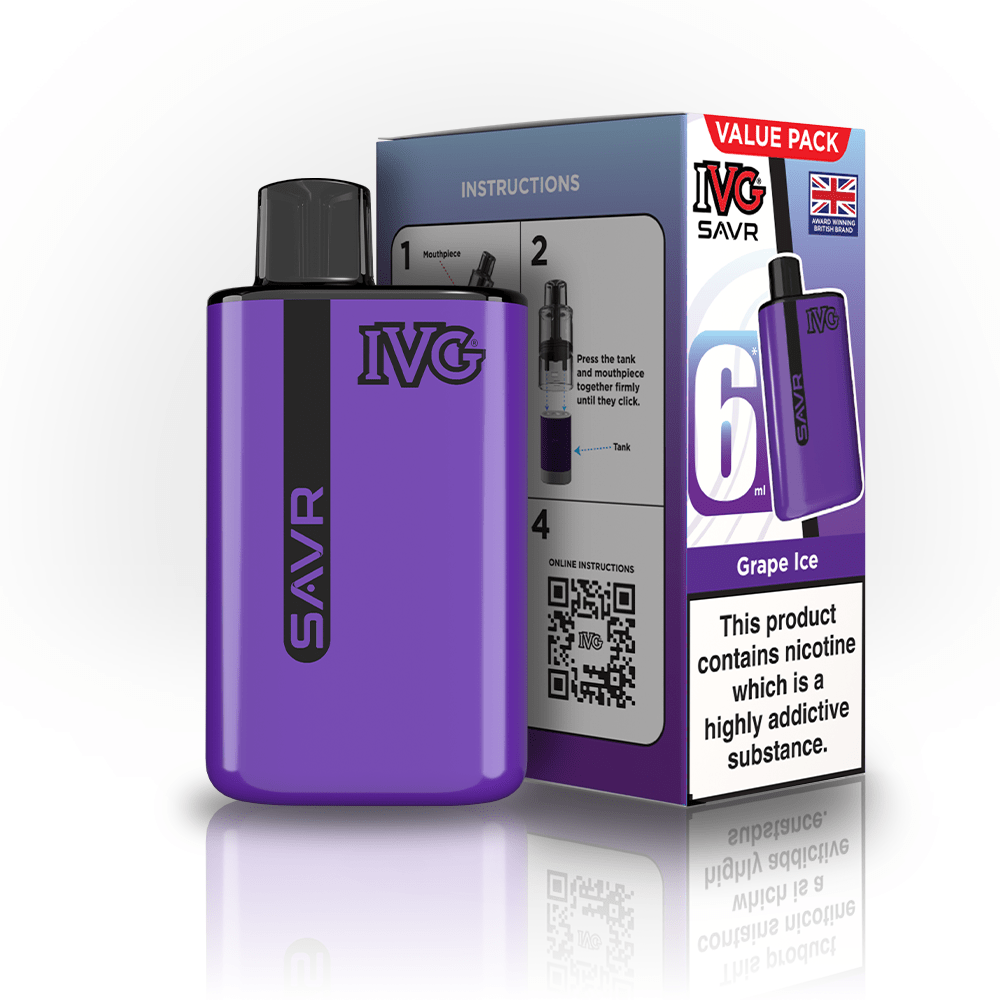 IVG SAVR 3000 Disposable Vape Box of 5 - Grape Ice - vapeukwholesale