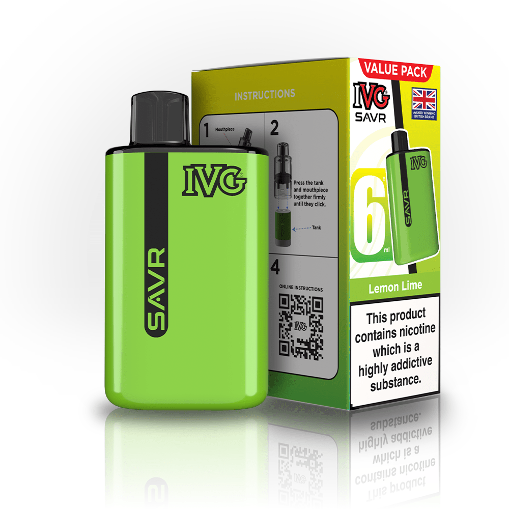 IVG SAVR 3000 Disposable Vape Box of 5 - Lemon Lime - vapeukwholesale