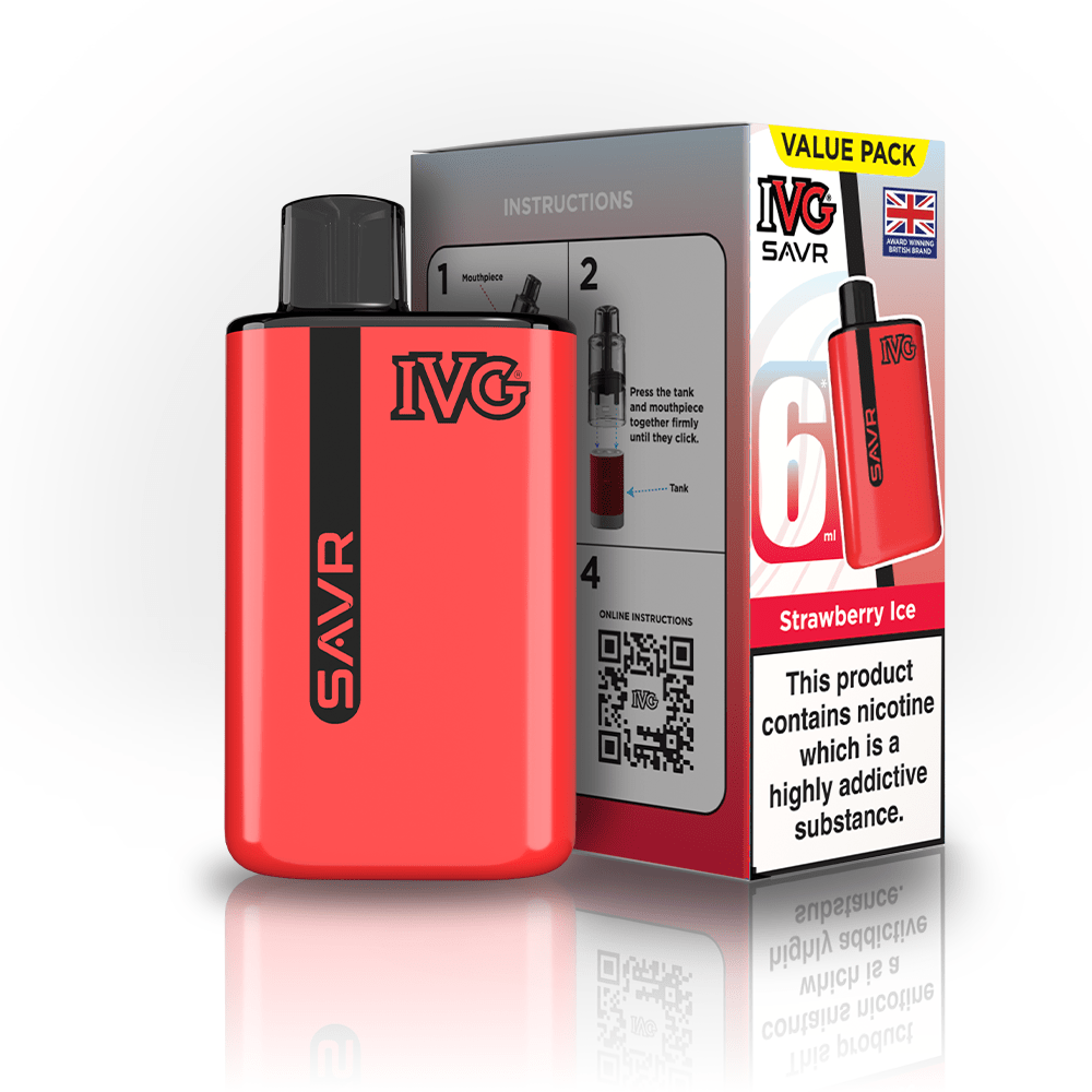 IVG SAVR 3000 Disposable Vape Box of 5 - Strawberry Ice - vapeukwholesale