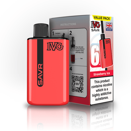 IVG SAVR 3000 Disposable Vape Box of 5 - Strawberry Ice - vapeukwholesale
