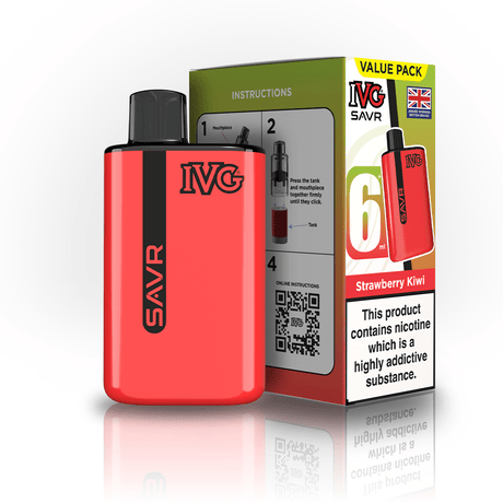 IVG SAVR 3000 Disposable Vape Box of 5 - Strawberry Kiwi - vapeukwholesale