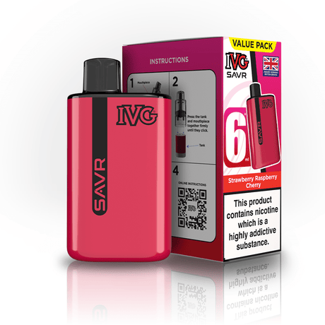 IVG SAVR 3000 Disposable Vape Box of 5 - Strawberry Raspberry Cherry - vapeukwholesale