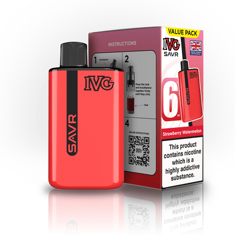IVG SAVR 3000 Disposable Vape Box of 5 - Strawberry Watermelon - vapeukwholesale