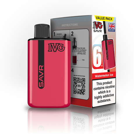 IVG SAVR 3000 Disposable Vape Box of 5 - Watermelon Ice - vapeukwholesale
