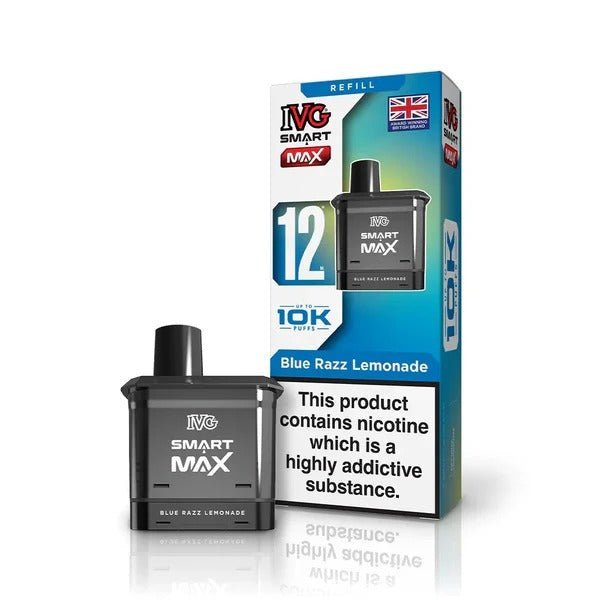 IVG Smart Max 10k Prefilled Refill Pods Pack of 5 - Blue Razz Lemonade - vapeukwholesale