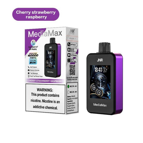 JNR Media Max 40k Prefilled Vape Pack of 5 - Cherry Strawberry Raspberry - vapeukwholesale