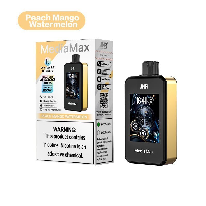JNR Media Max 40k Prefilled Vape Pack of 5 - Peach Mango Watermelon - vapeukwholesale