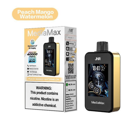 JNR Media Max 40k Prefilled Vape Pack of 5 - Peach Mango Watermelon - vapeukwholesale