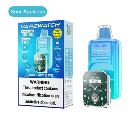JNR Vape Watch 30k Prefilled Vape Pack of 5 - Sour Apple Ice - vapeukwholesale