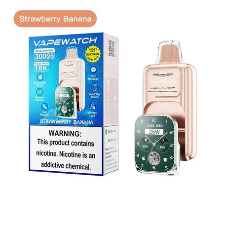 JNR Vape Watch 30k Prefilled Vape Pack of 5 - Strawberry Banana - vapeukwholesale