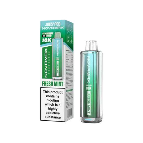 Juicy Pod Novamax 10k Prefilled Pod Vape Kit - Pack of 5 - Fresh Mint - vapeukwholesale