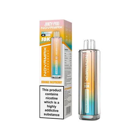 Juicy Pod Novamax 10k Prefilled Pod Vape Kit - Pack of 5 - Orange Raspberry - vapeukwholesale
