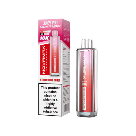 Juicy Pod Novamax 10k Prefilled Pod Vape Kit - Pack of 5 - Strawberry Burst - vapeukwholesale