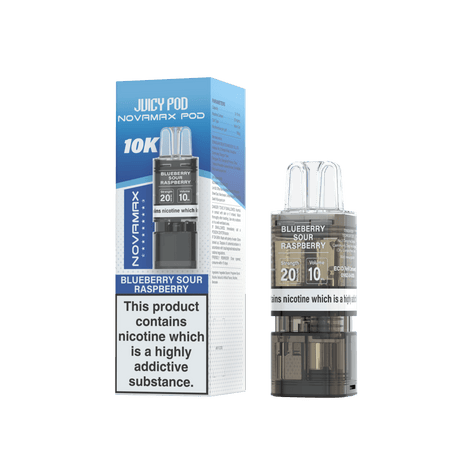 Juicy Pod Novamax 10k Replacement Pods - 10 pack - Blueberry Sour Raspberry - vapeukwholesale